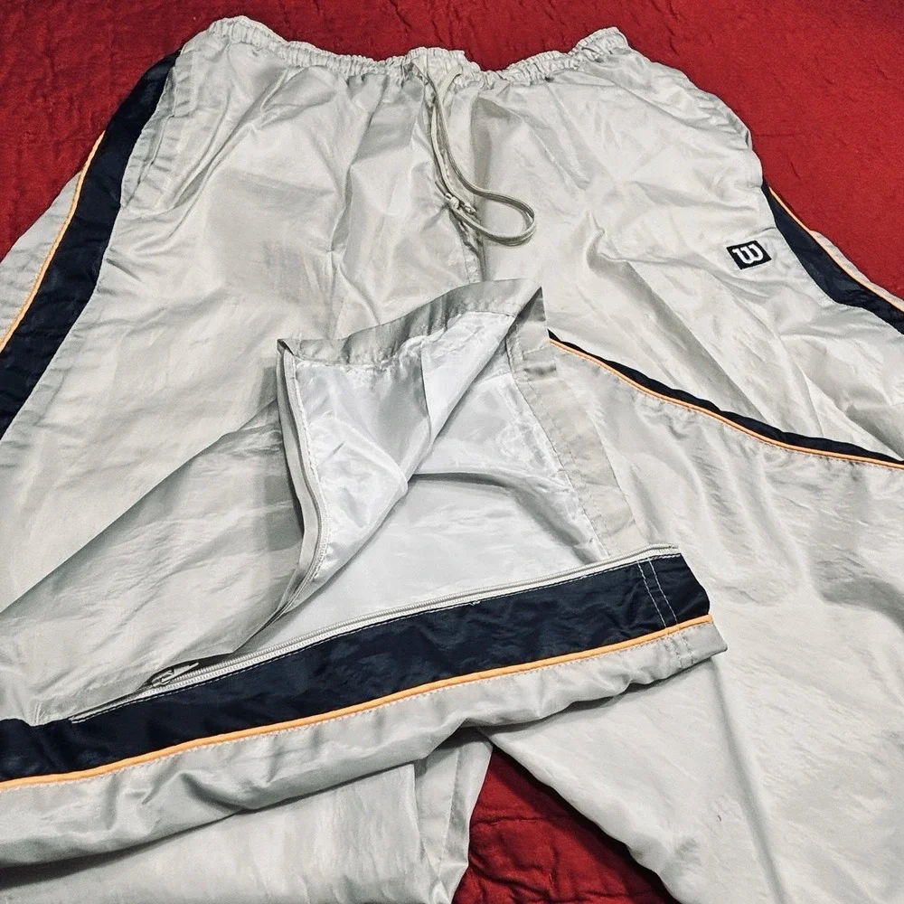 Vintage Wilson Nylon Windbreaker Warmup Tracksuit Set Men's Large White Blue